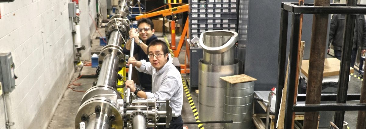 Prof. Wenting Sun with grad student Miad Karini in the combustion lab with shock tube